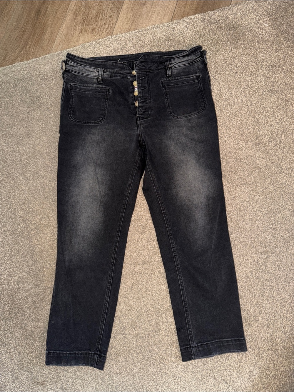 Pilcro and the Letterpress Faded Black Cropped Jeans